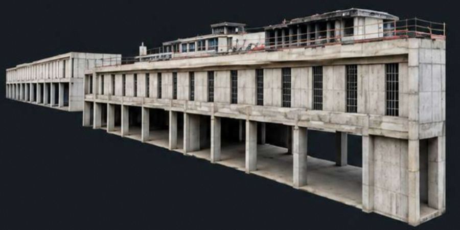 Pabellón en concreto de la cárcel de Girón